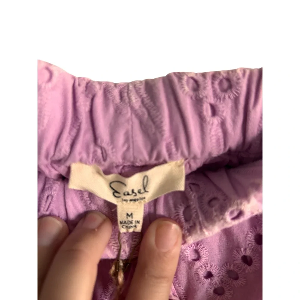 Easel Take A Stroll Eyelet Skirt Lilac Rose Purple Boho Mini Medium NWT